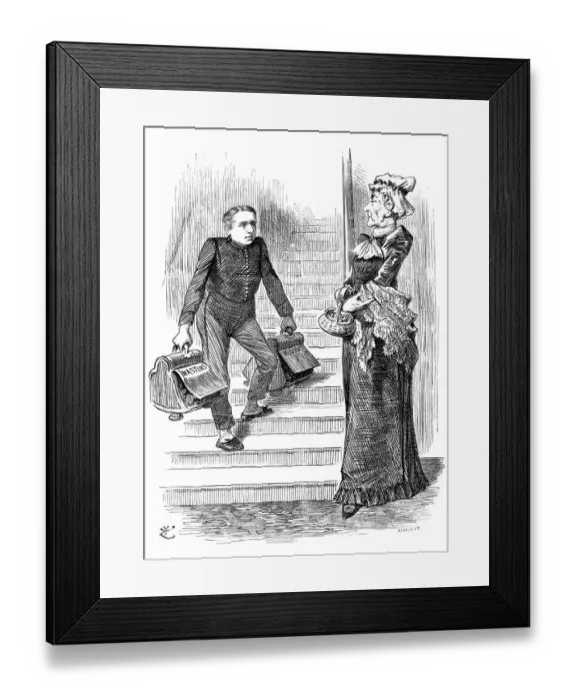 Framed Print : British London satire caricatures comics cartoon illustrations: Handy boy