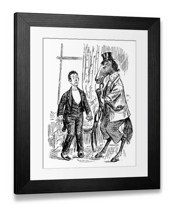 Framed Print : British London satire caricatures comics cartoon illustrations: Human horse