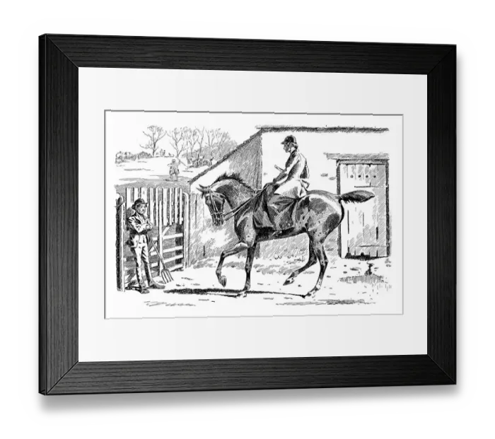 Framed Print : British London satire caricatures comics cartoon illustrations: Farmer and horse Framed Print : British London satire caricatures comics cartoon illustrations: Farmer and horse