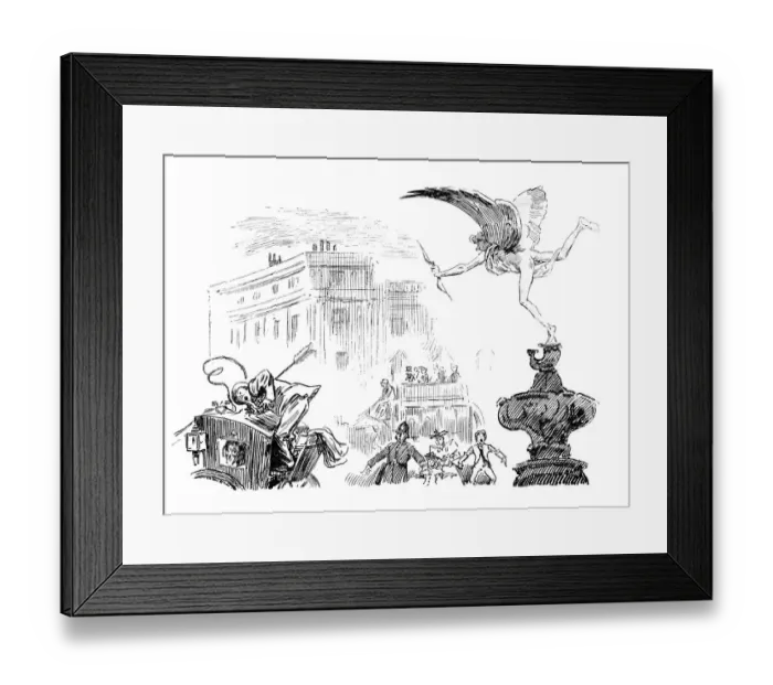 Framed Print : British London satire caricatures comics cartoon illustrations: Shaftesbury fountain Framed Print : British London satire caricatures comics cartoon illustrations: Shaftesbury fountain