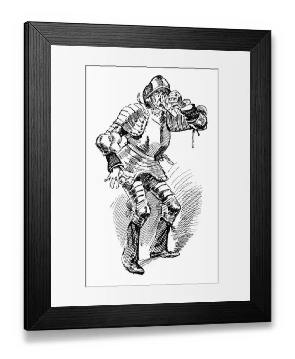 Framed Print : British London satire caricatures comics cartoon illustrations: Sad knight Framed Print : British London satire caricatures comics cartoon illustrations: Sad knight