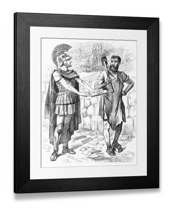 Framed Print : British London satire caricatures comics cartoon illustrations: Roman and Vulcan Framed Print : British London satire caricatures comics cartoon illustrations: Roman and Vulcan