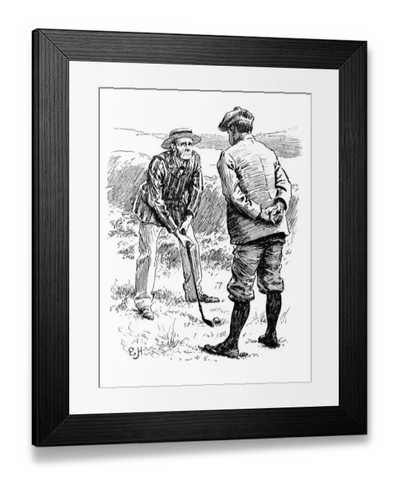 Framed Print : British London satire caricatures comics cartoon illustrations: Playing golf Framed Print : British London satire caricatures comics cartoon illustrations: Playing golf