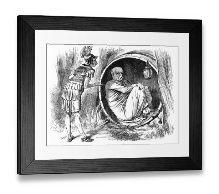 Framed Print : British London satire caricatures comics cartoon illustrations: Alexander and Diogenes Framed Print : British London satire caricatures comics cartoon illustrations: Alexander and Diogenes