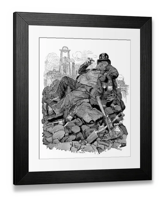 Framed Print : British London satire caricatures comics cartoon illustrations: King coal Framed Print : British London satire caricatures comics cartoon illustrations: King coal
