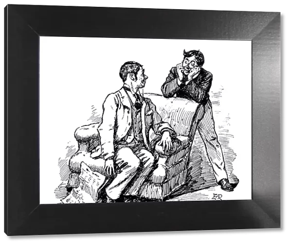 British London satire caricatures comics cartoon illustrations: Men talking
