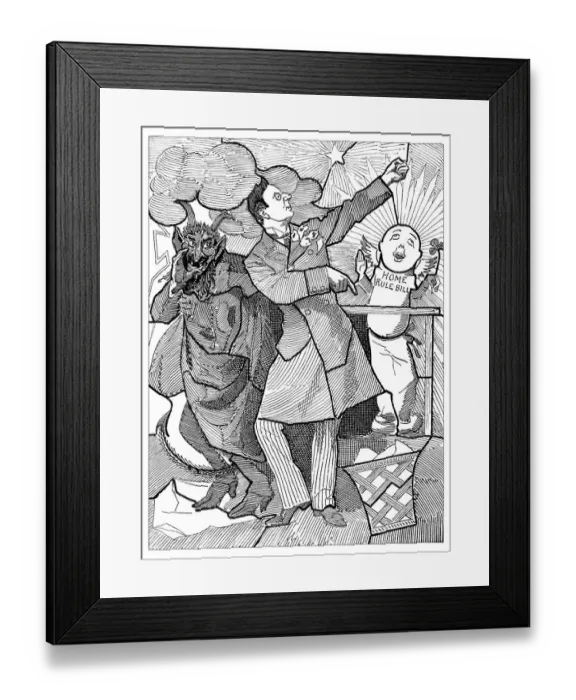 Framed Print : British London satire caricatures comics cartoon illustrations: The Devils advocate Framed Print : British London satire caricatures comics cartoon illustrations: The Devils advocate