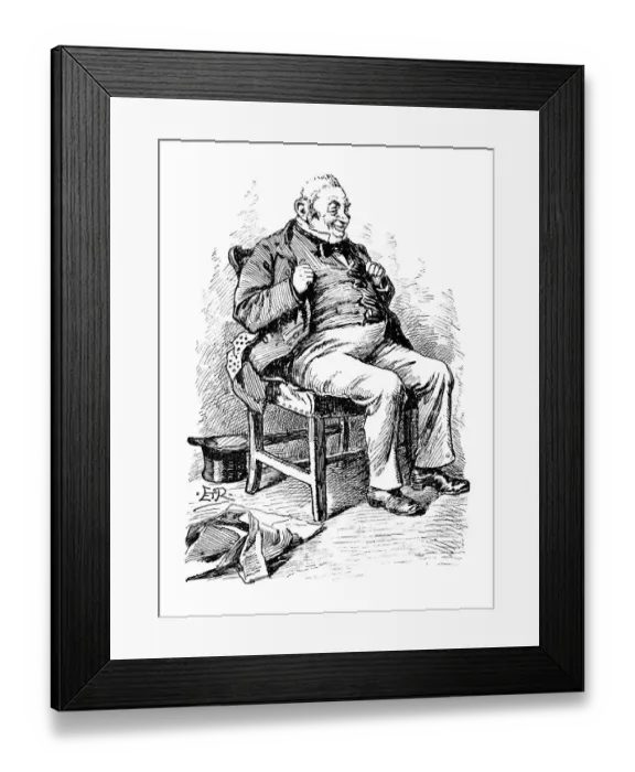 Framed Print : British London satire caricatures comics cartoon illustrations: Fat man