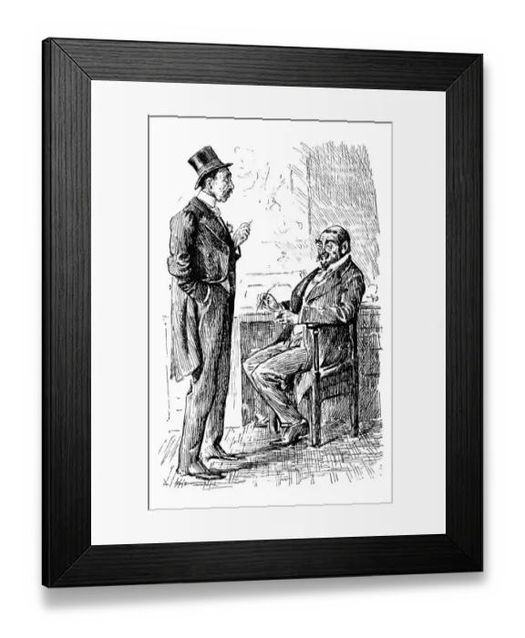 Framed Print : British London satire caricatures comics cartoon illustrations: Men talking