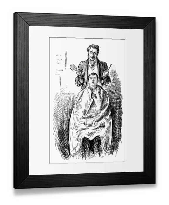 Framed Print : British London satire caricatures comics cartoon illustrations: Barber Framed Print : British London satire caricatures comics cartoon illustrations: Barber