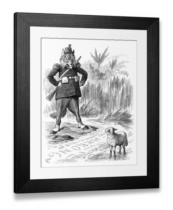 Framed Print : British London satire caricatures comics cartoon illustrations: French wolf and Siamese Framed Print : British London satire caricatures comics cartoon illustrations: French wolf and Siamese