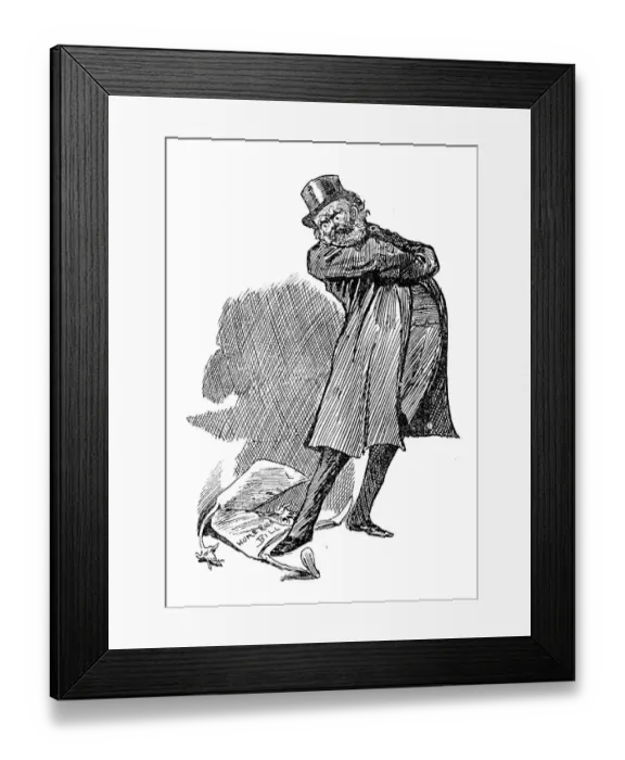 Framed Print : British London satire caricatures comics cartoon illustrations: Angry man Framed Print : British London satire caricatures comics cartoon illustrations: Angry man