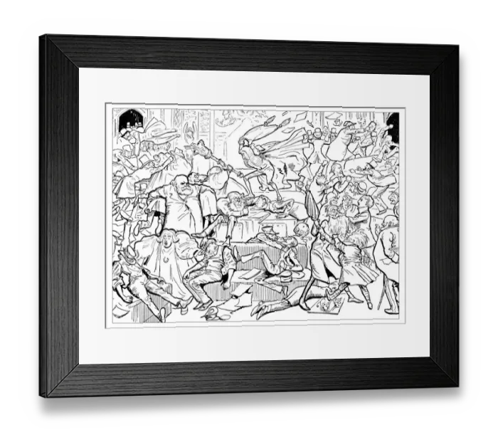 Framed Print : British London satire caricatures comics cartoon illustrations: Politicians fighting Framed Print : British London satire caricatures comics cartoon illustrations: Politicians fighting