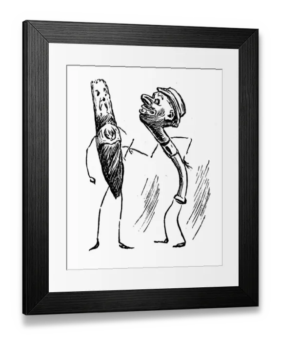 Framed Print : British London satire caricatures comics cartoon illustrations: Cigar and pipe Framed Print : British London satire caricatures comics cartoon illustrations: Cigar and pipe