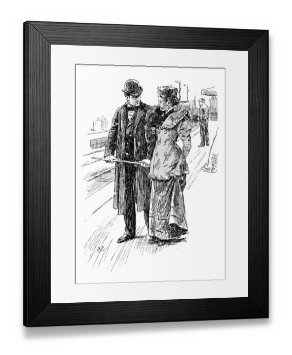 Framed Print : British London satire caricatures comics cartoon illustrations: Couple Framed Print : British London satire caricatures comics cartoon illustrations: Couple
