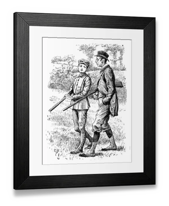Framed Print : British London satire caricatures comics cartoon illustrations: Hunters