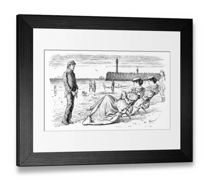 Framed Print : British London satire caricatures comics cartoon illustrations: Seaside
