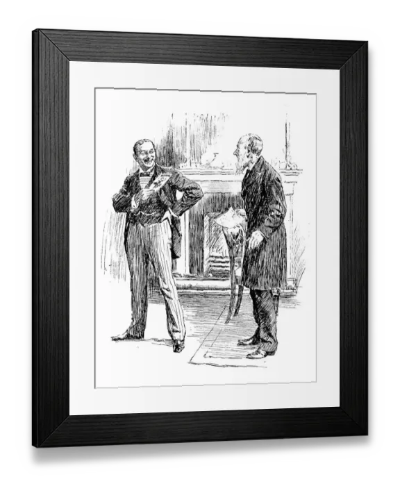 Framed Print : British London satire caricatures comics cartoon illustrations: Men indoors Framed Print : British London satire caricatures comics cartoon illustrations: Men indoors