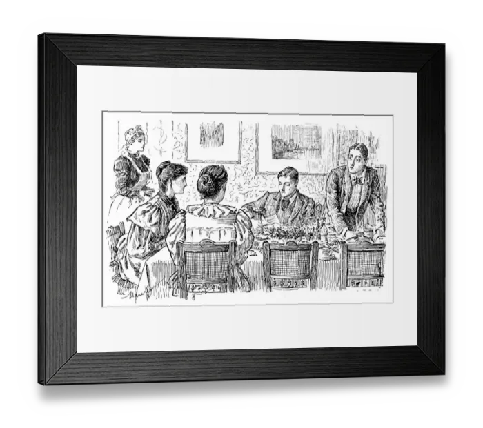 Framed Print : British London satire caricatures comics cartoon illustrations: dining Framed Print : British London satire caricatures comics cartoon illustrations: dining