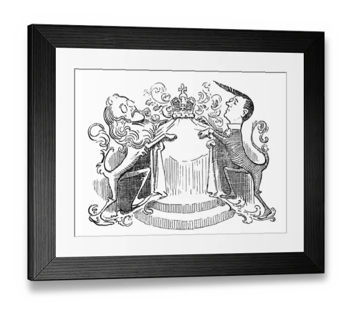 Framed Print : British London satire caricatures comics cartoon illustrations: Crown