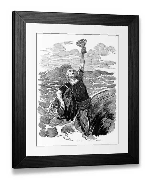 Framed Print : British London satire caricatures comics cartoon illustrations: Diver Framed Print : British London satire caricatures comics cartoon illustrations: Diver