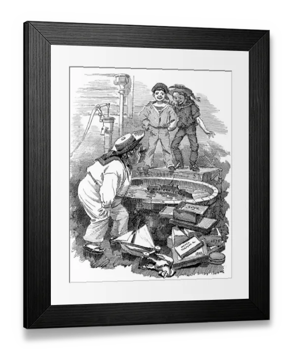 Framed Print : British London satire caricatures comics cartoon illustrations: Children playing Framed Print : British London satire caricatures comics cartoon illustrations: Children playing