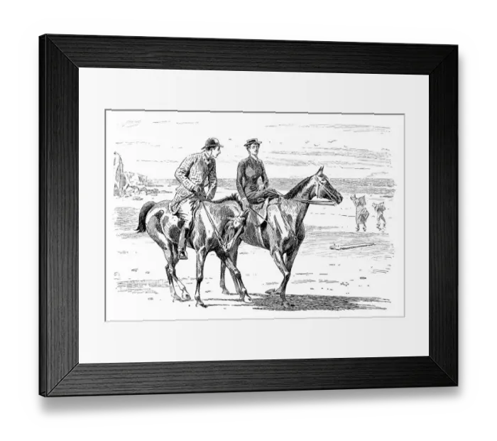 Framed Print : British London satire caricatures comics cartoon illustrations: Shore couple on horses