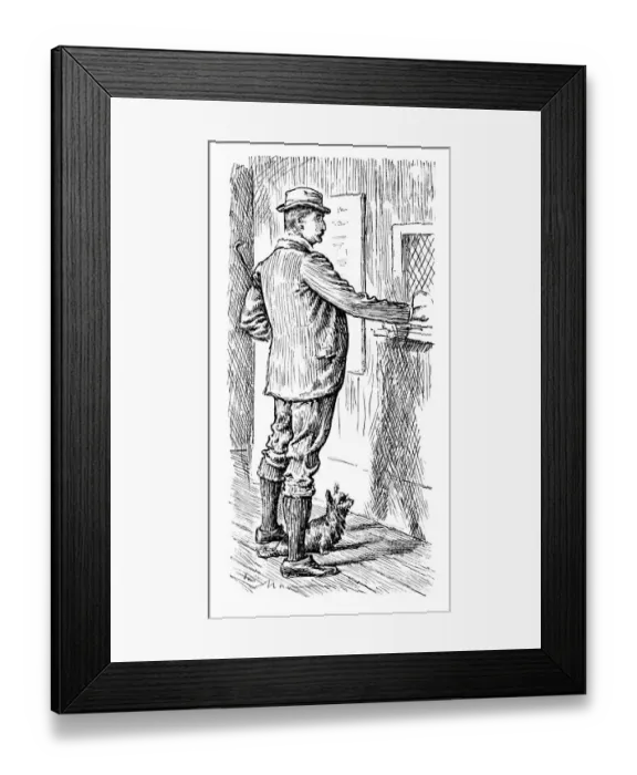 Framed Print : British London satire caricatures comics cartoon illustrations: Buying ticket Framed Print : British London satire caricatures comics cartoon illustrations: Buying ticket