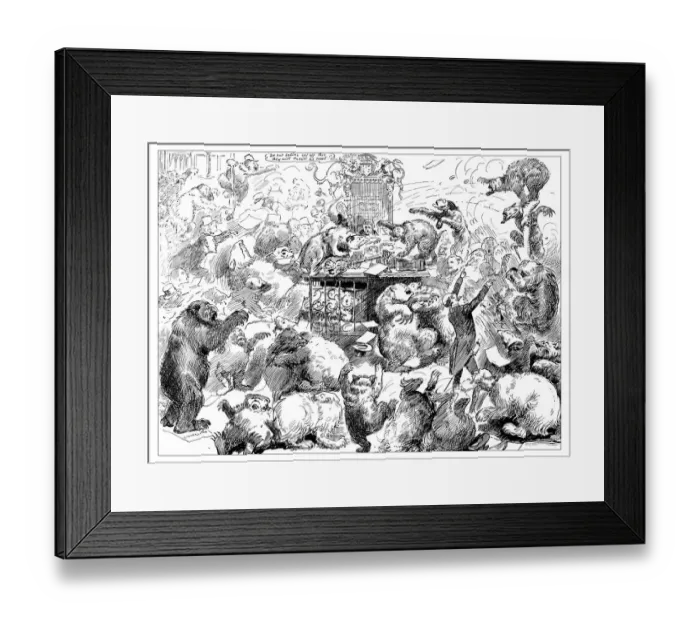 Framed Print : British London satire caricatures comics cartoon illustrations: Bear Parliament Framed Print : British London satire caricatures comics cartoon illustrations: Bear Parliament