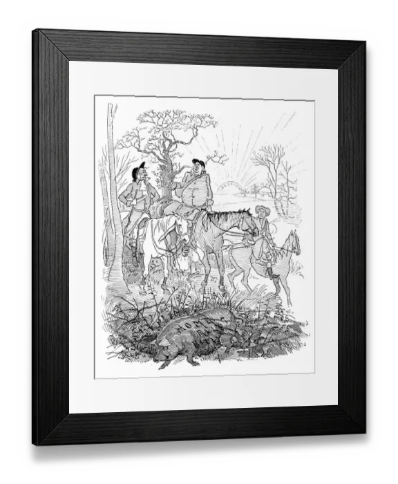 Framed Print : British London satire caricatures comics cartoon illustrations: Hunters Framed Print : British London satire caricatures comics cartoon illustrations: Hunters