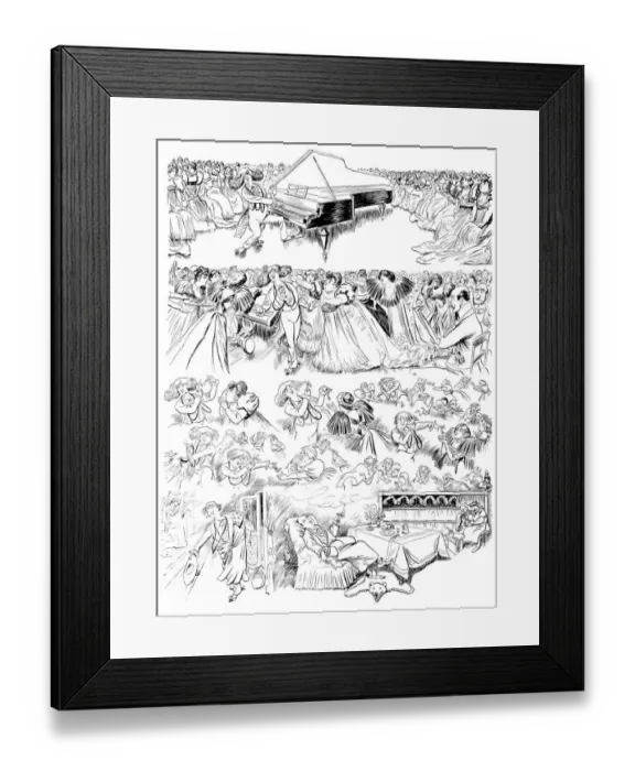 Framed Print : British London satire caricatures comics cartoon illustrations: Musical competition Framed Print : British London satire caricatures comics cartoon illustrations: Musical competition
