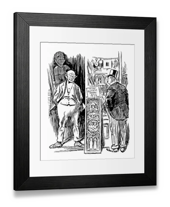 Framed Print : British London satire caricatures comics cartoon illustrations: Antiques shop Framed Print : British London satire caricatures comics cartoon illustrations: Antiques shop