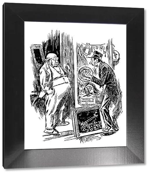 British London satire caricatures comics cartoon illustrations: Antiques shop