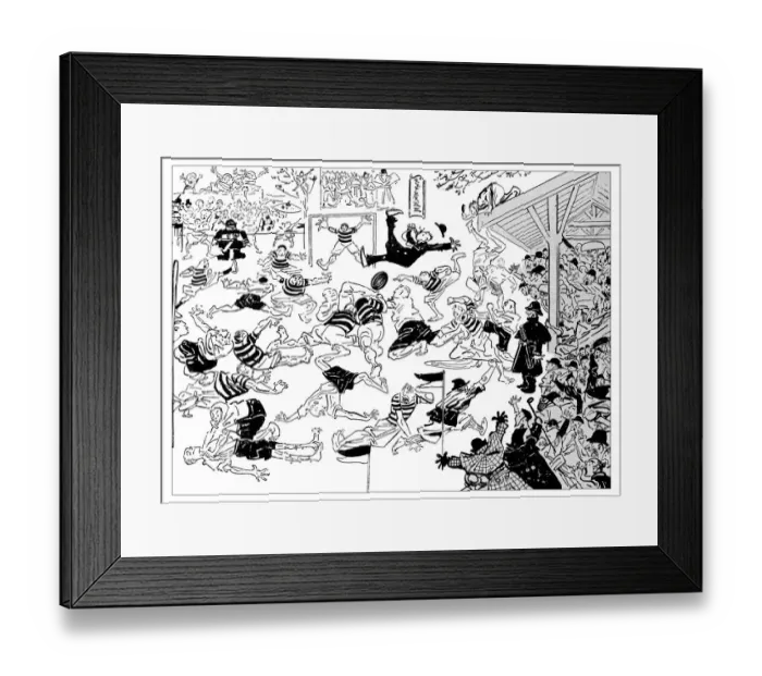 Framed Print : British London satire caricatures comics cartoon illustrations: Football match Framed Print : British London satire caricatures comics cartoon illustrations: Football match