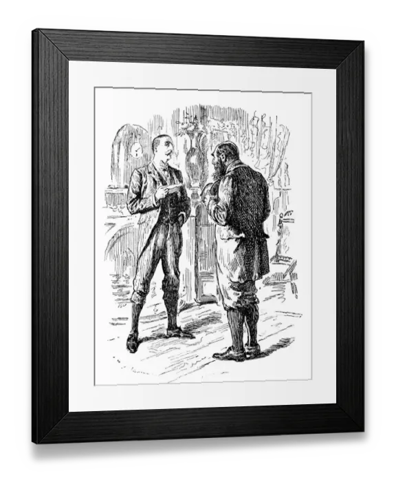 Framed Print : British London satire caricatures comics cartoon illustrations: Men talking Framed Print : British London satire caricatures comics cartoon illustrations: Men talking