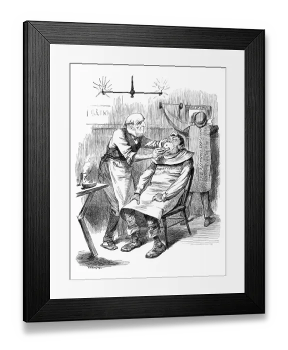 Framed Print : British London satire caricatures comics cartoon illustrations: Barber Framed Print : British London satire caricatures comics cartoon illustrations: Barber