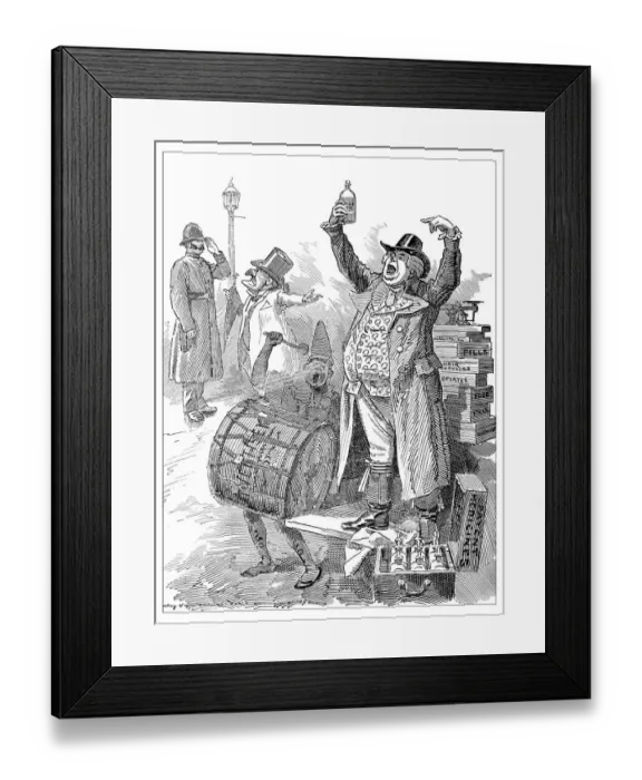 Framed Print : British London satire caricatures comics cartoon illustrations: Singing Framed Print : British London satire caricatures comics cartoon illustrations: Singing