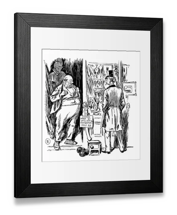 Framed Print : British London satire caricatures comics cartoon illustrations: Antiques shop Framed Print : British London satire caricatures comics cartoon illustrations: Antiques shop