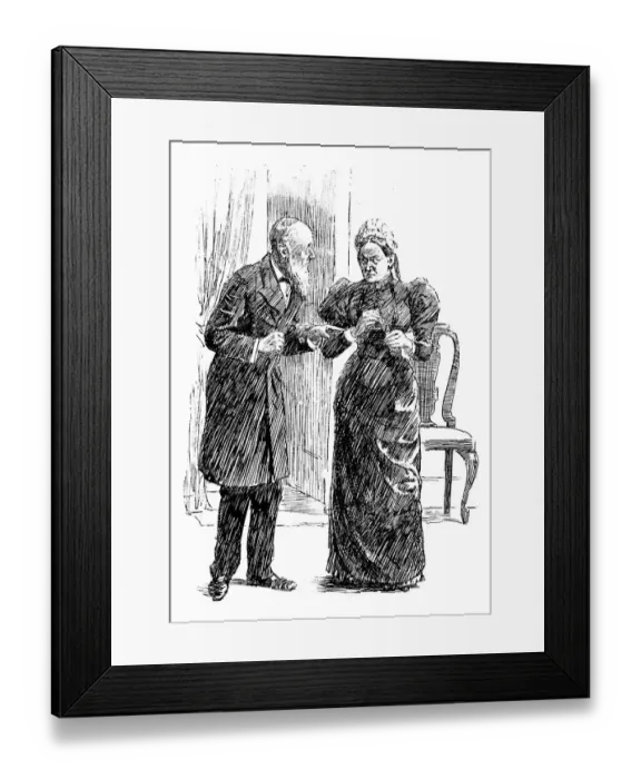 Framed Print : British London satire caricatures comics cartoon illustrations: Couple Framed Print : British London satire caricatures comics cartoon illustrations: Couple