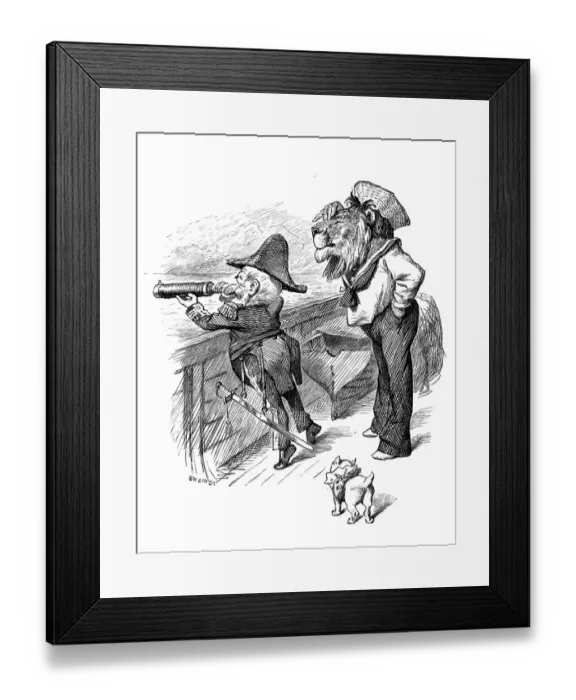 Framed Print : British London satire caricatures comics cartoon illustrations: Boat captain with Framed Print : British London satire caricatures comics cartoon illustrations: Boat captain with