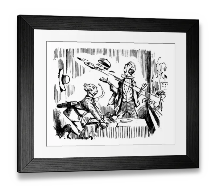 Framed Print : British London satire caricatures comics cartoon illustrations: Bullet