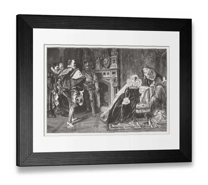 Framed Print : Mary Stuart (1542-1587) receives the death sentence, by Piloty Framed Print : Mary Stuart (1542-1587) receives the death sentence, by Piloty