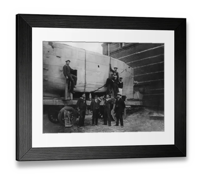 Framed Print : Rescued. circa 1890: Wilhelm Bauers first U-boat Framed Print : Rescued. circa 1890: Wilhelm Bauers first U-boat