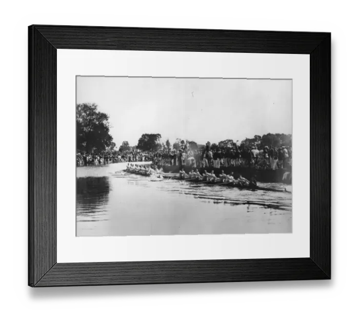Framed Print : Boat Race. June 1887: Ist Trinity College bumping into Jesus Colleges boat Framed Print : Boat Race. June 1887: Ist Trinity College bumping into Jesus Colleges boat