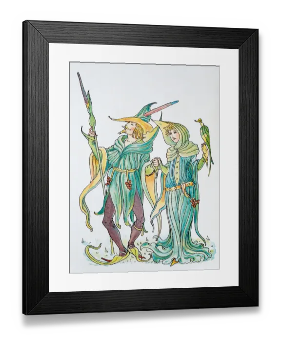 Framed Print : Antique illustration of humanized flowers and plants: Lords and Ladies of the wood Framed Print : Antique illustration of humanized flowers and plants: Lords and Ladies of the wood
