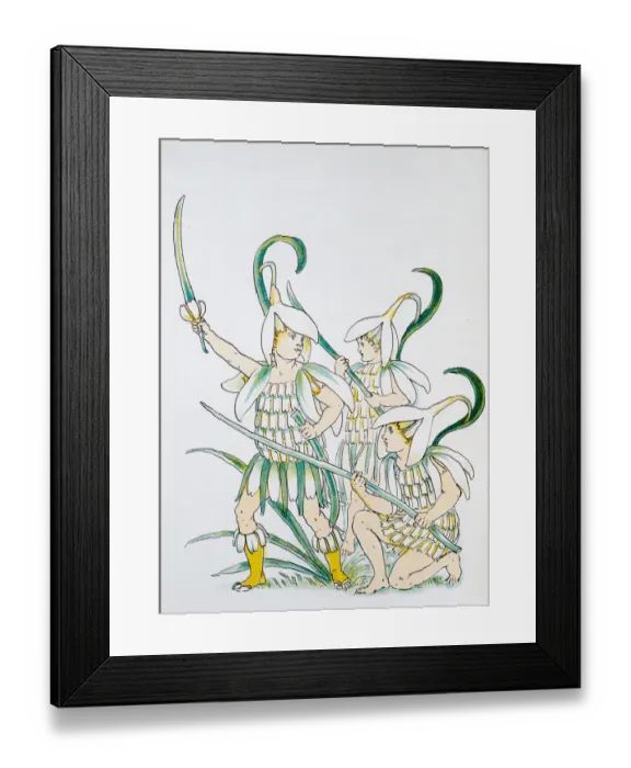Framed Print : Antique illustration of humanized flowers and plants: Snowdrops Framed Print : Antique illustration of humanized flowers and plants: Snowdrops