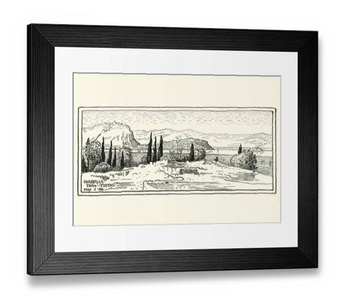 Framed Print : Sketch of Nafplio, Greece, 19th Century
