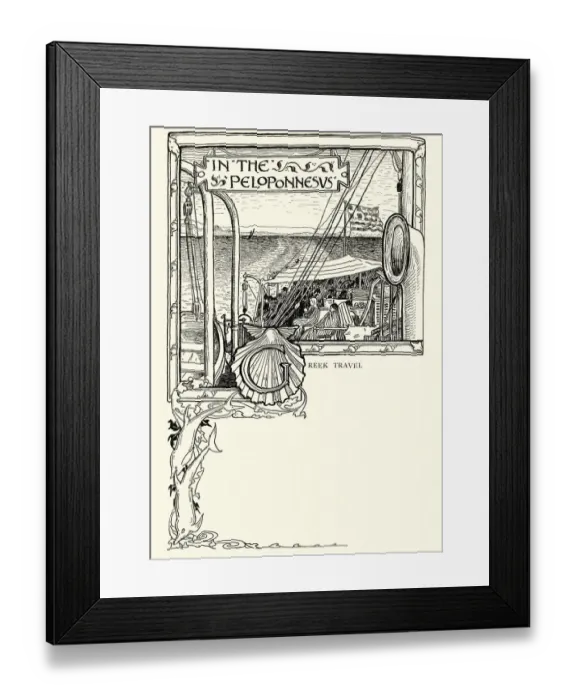 Framed Print : Victorian tourists travelling by steamer in the Peloponnese, 19th Century Framed Print : Victorian tourists travelling by steamer in the Peloponnese, 19th Century