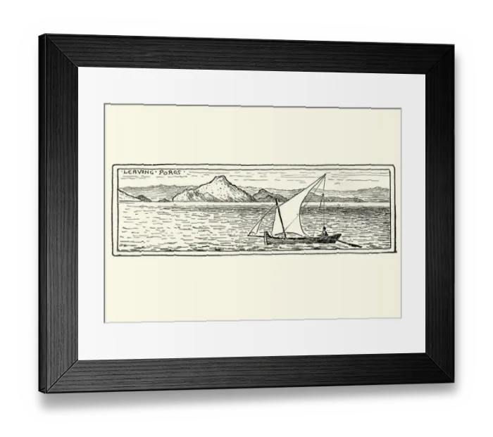 Framed Print : Sketch of Lateen Sail boat, Poros, Greece, 19th Century Framed Print : Sketch of Lateen Sail boat, Poros, Greece, 19th Century