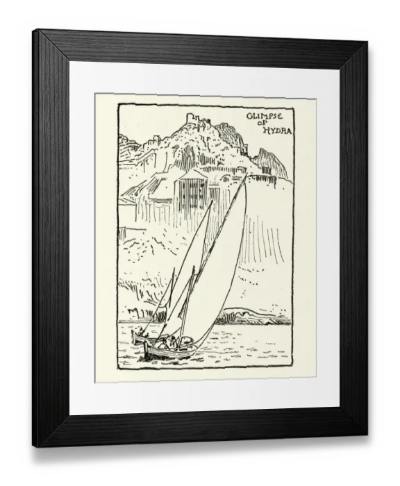 Framed Print : Sketch of Lateen Sail boats, Hydra, Greece, 19th Century Framed Print : Sketch of Lateen Sail boats, Hydra, Greece, 19th Century